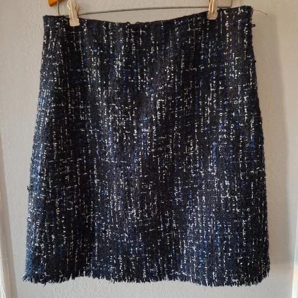 Ann Taylor Skirt Set  Blue/Black Tweed Fully Lined, Pristine  Soft Size 14 - Picture 4 of 8